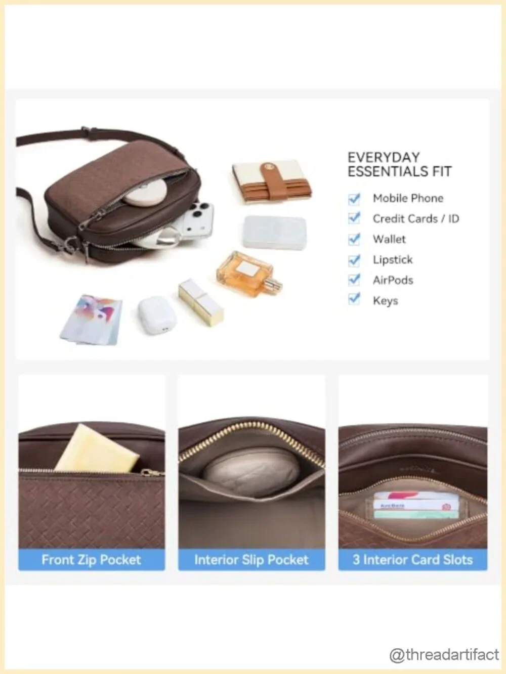 Small RFID Crossbody Bag Suede Vegan Leather Detachable Strap